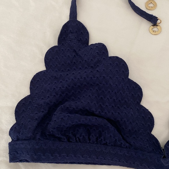 Kate Spade scalloped textured bikini top French navy - Picture 5 of 9